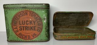 Vintage Lucky Strike “one Pound” & “cut Plug” Tin Rare Large Tin