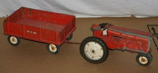 Vintage Tru Scale Toy Farm Tractor Barge Hay Wagon