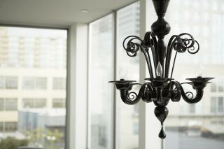 Black Murano Glass Chandelier,  6 Lights By Design Within Reach Parts