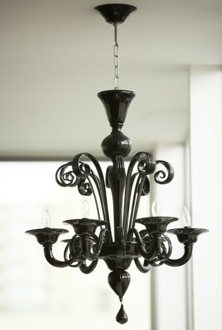 Black Murano Glass Chandelier,  6 lights by Design Within Reach PARTS 2