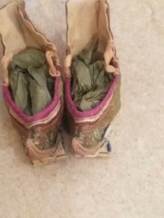 Late 1800 ' s Chinese Embroidered Bound Feet Shoes 6 