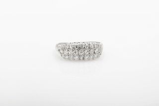 Antique 1940s 3 Row.  75ct Vs G Diamond 14k White Gold 7mm Wedding Band Ring