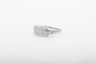 Antique 1940s 3 Row.  75ct VS G Diamond 14k White Gold 7mm Wedding Band Ring 2