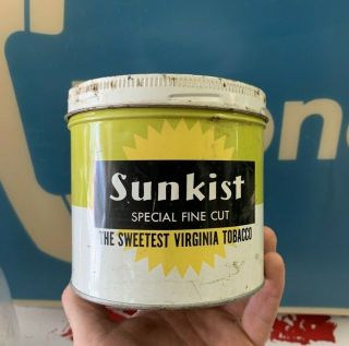 Vintage Hard To Find Sunkist Fine Cut Tobacco Can Tin