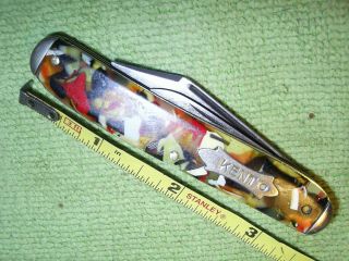 Vintage Kent N.  Y.  City Usa Pocket Jack Knife 3.  5 " Colorful End Of Day Handle Nr