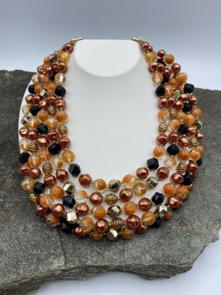 Vintage 50’s Multi Strand Beaded Necklace Hong Kong An70