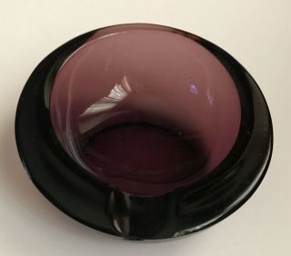 Vintage Purple Viking Art Glass Orb Bowl Ashtray Mid Century Modern