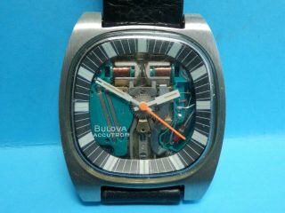 A Vintage 1970,  S Stainless Steel " Bulova " Accutron Spaceview Wristwatch.