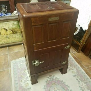 Vintage Antique Baldwin Top Load Icebox Refrigerator Wood
