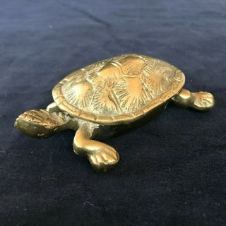 Vintage Brass Turtle Tortoise Hinged Box Paperweight Figurine 3.  75” Long Taiwan