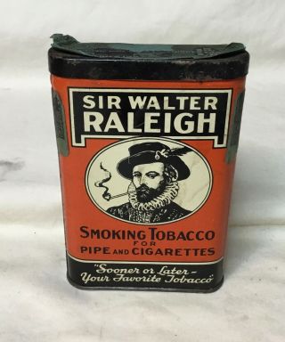 Vintage Advertising Tin Sir Walter Raleigh Tobacco Pocket Tin Louisville Ky