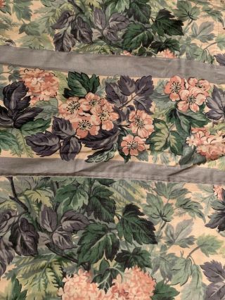 Vintage Laura Ashley Ashbourne Fabric Shower Curtain Green Pink Flowers Made USA 2