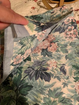 Vintage Laura Ashley Ashbourne Fabric Shower Curtain Green Pink Flowers Made USA 3