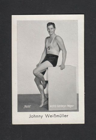 Johnny Weissmuller Tarzan Film Star Vintage 1930s Josetti Cigarette Card
