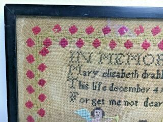 1840 Victorian Needlepoint Sampler by Mother in Memory of Her Departed Daughter 2