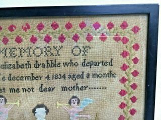 1840 Victorian Needlepoint Sampler by Mother in Memory of Her Departed Daughter 3