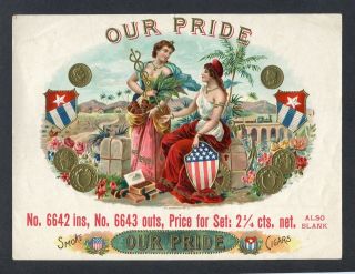 Old Our Pride Sample Cigar Label - O.  L.  Schwencke Litho,  N.  Y.
