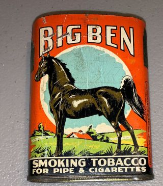 Vintage Big Ben Pocket Tobacco Tin For Pipe And Cigarettes.