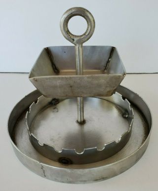 Vintage Tiered Stainless Steel Approx.  6 1/2 " Tall & 8 " Wide Metal Ashtray