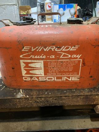 Vintage Johnson Evinrude Or Omc 6 Gallon Outboard Motor Red Metal Gas Tank