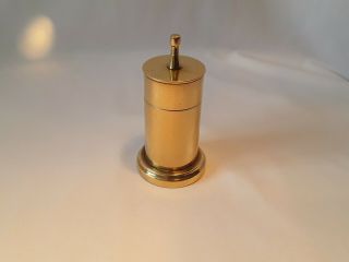 Vintage Brass Cylindrical Table Lighter In The Form Of A Shell Case.  Unmarked