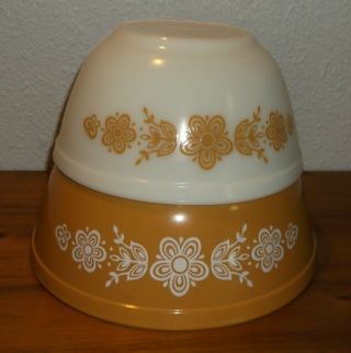 Vintage Pyrex Gold Butterfly Nesting Bowls 402 403