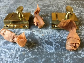 Vintage Old Stock Cast Brass Cabinet Cupboard Turn Latches