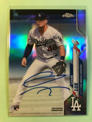 2020 Topps Chrome Refractor Auto Gavin Lux Rc.  /499. ,  Base.  Los Angeles Dodgers
