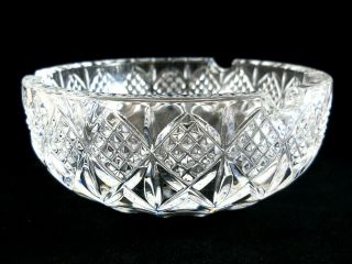 Large Heavy Vtg Cut Polished Glass Lead Crystal Ashtray Cigar Size Unsigned