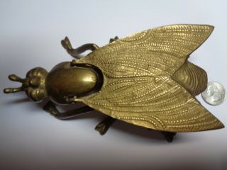 Vintage Brass Fly Ash Tray Cigarette Holder Bug Heavy