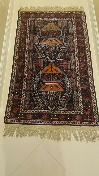 Vintage Colorful Hand Woven Middle Eastern Wool Rug 3 