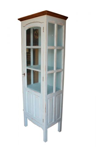 Farmhouse Chic Custom Single Door Curio Display Cabinet W/ Key