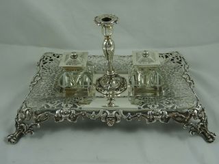 Magnificent,  Victorian Silver Ink Stand,  1848,  841gm