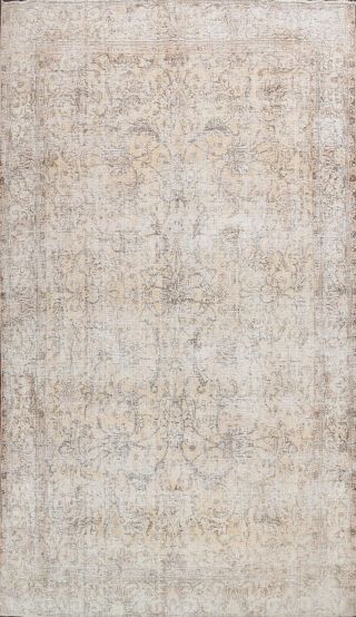 Antique Muted Tebriz Hand - Knotted Area Rug Distressed Wool Large Carpet 10 