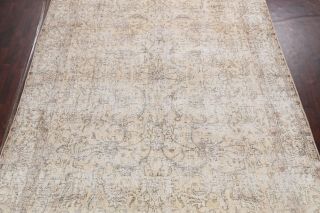 Antique Muted Tebriz Hand - knotted Area Rug Distressed Wool Large Carpet 10 ' x13 ' 3