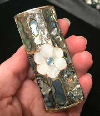 Alpaca Abalone Mother Pearl Inlay Flower Cigarette Lighter Cover Case