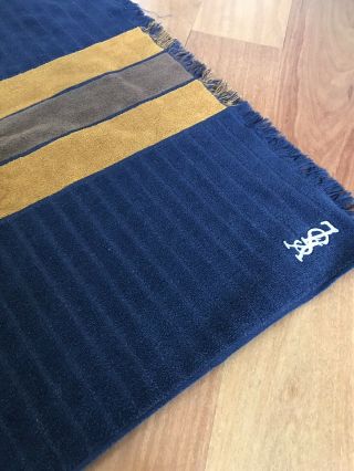 Yves St Laurent Vintage Fieldcrest Bath Towel Blue And Gold Ysl Designer Towel
