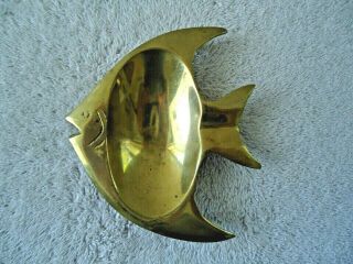Vintage Brass Angel Fish Shaped Ashtray " Collectible Item "
