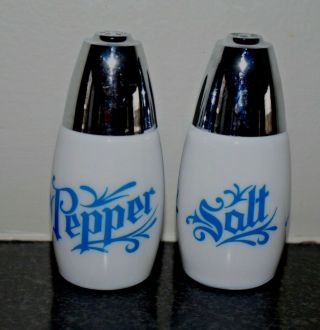 Vintage Westinghouse Gemco Milk Glass Salt & Pepper Shakers - Blue - Corelle Corning