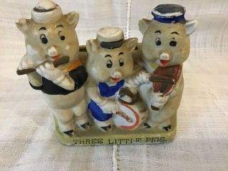 Vintage Walt Disney Toothbrush Holder,  Three Little Pigs C.  1930
