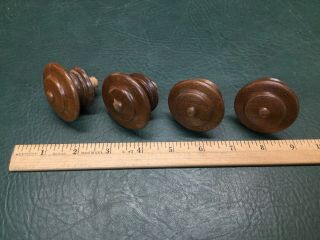 Set Of 4 Vintage Wooden Knobs Finials With Screw Base