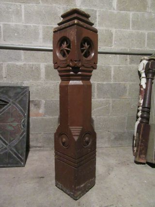 Massive Antique Carved Oak Newel Post 50 Tall Architectural Salvage
