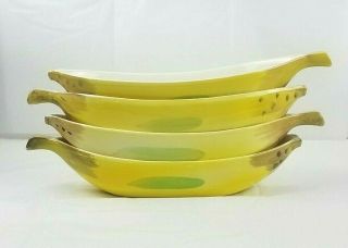 Vintage Japan Banana Split Boats With Banana Design Ceramic Kitchen Glassware