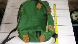 Vintage Green Nylon Canvas & Leather Backpack