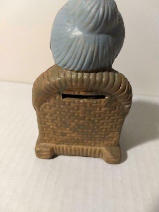 VINTAGE African - American Granny with Glasses in Rocking Chair Coin Piggy Bank 2