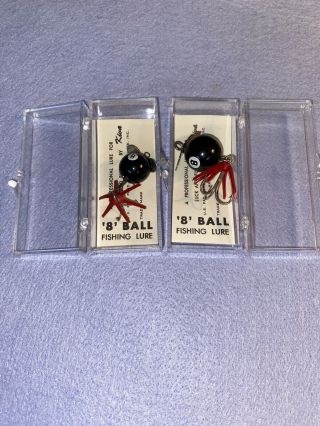 2 Rare Vintage 8 Ball Novelty Fishing Lures In Boxes With Papers