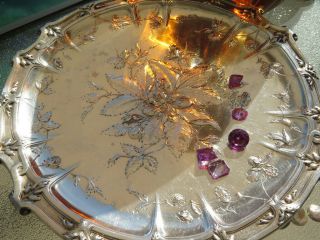 Rare Aesthetic Antique Sterling Silver 950 French Footed Dish Plate Berries 1838