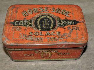 Antique Horseshoe Cut Plug Smoking Tobacco Counter Tin,  Early,  (vbx)