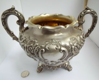 Fabulous Large Size Heavy English Antique Victorian 1845 Solid Silver Sugar Bowl