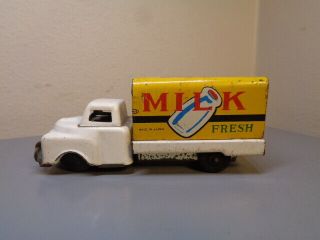 Vintage Tinplate Milk Truck Made In Japan Very Rare Item Vg